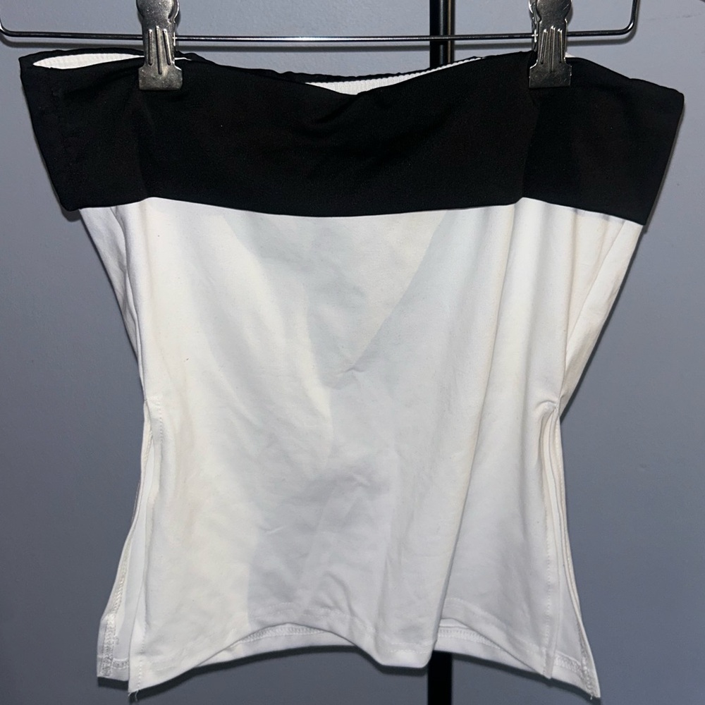 SHEIN Black and White Strapless Crop Top